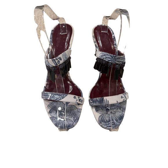 🌿 STAUD Beaded Toile-Print Heels – Size 39.5 - Picture 2 of 7